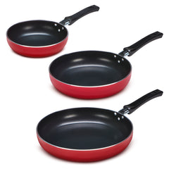 Juego de Sartenes Profundos Rojo de 18-24-28 cm con antiadherente