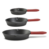 Juego De 3 Sartenes 16-20-26 Cm De Hierro Fundido Negro