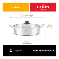 Budinera Lamex De Aluminio 4 Litros Con Tapa De Vidrio