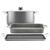 Kit Experto: Olla 28 cm stone 360º + Rosticero Stone 360º + Charola Texas Grill Stone