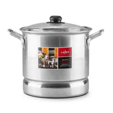 Vaporera Lamex De Aluminio 11 Litros Con Tapa De Vidrio