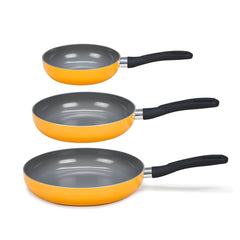 Juego De Sartenes Lamex Cerámica 18-24-28 Cm 3.2 Mm Amarillo