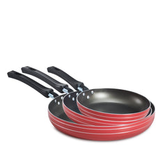 Juego de Sartenes Tradicional Rojo de 20-24-30 cm con antiadherente