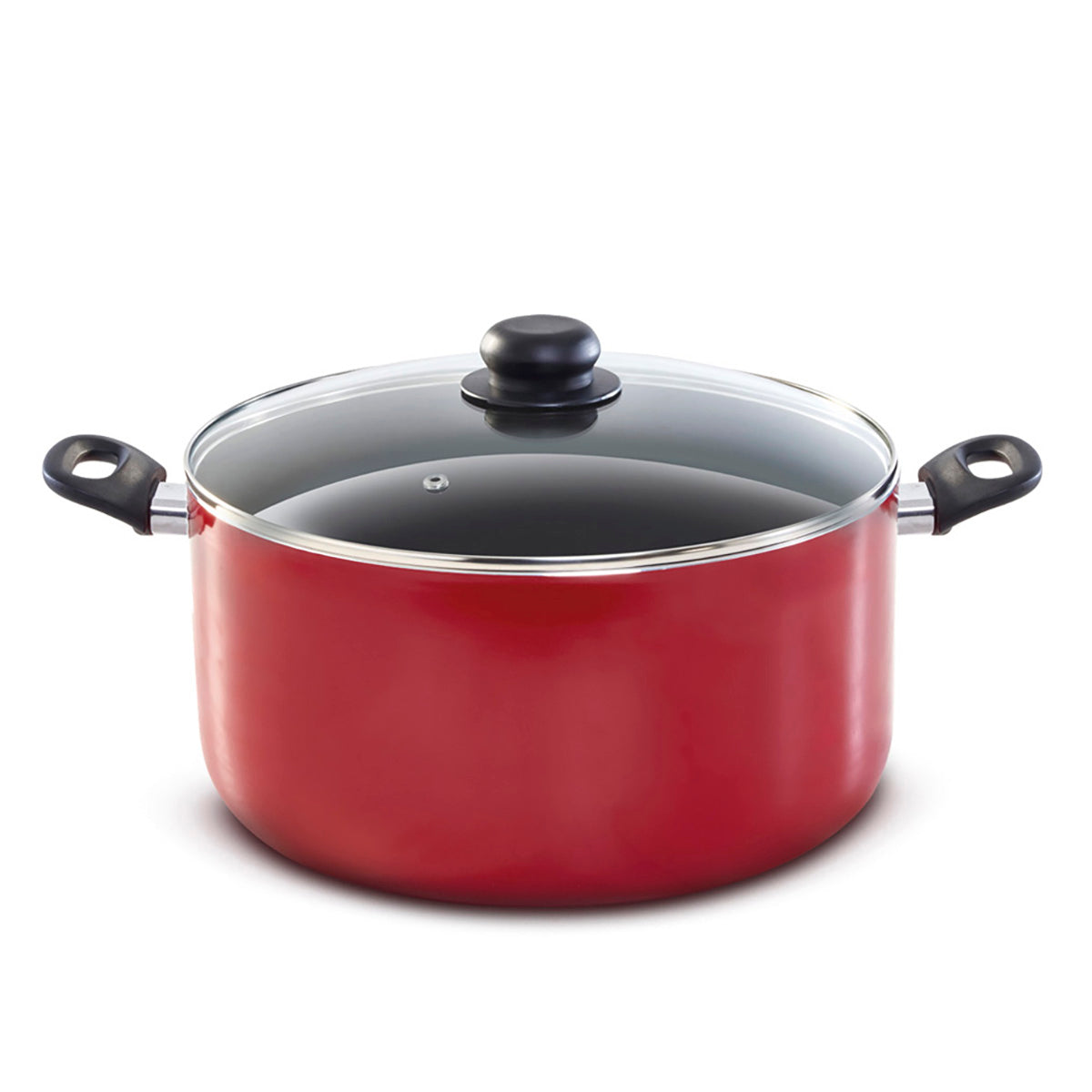 Olla Roja 36 cm con antiadherente y tapa de vidrio