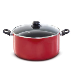 Olla Roja 36 cm con antiadherente y tapa de vidrio