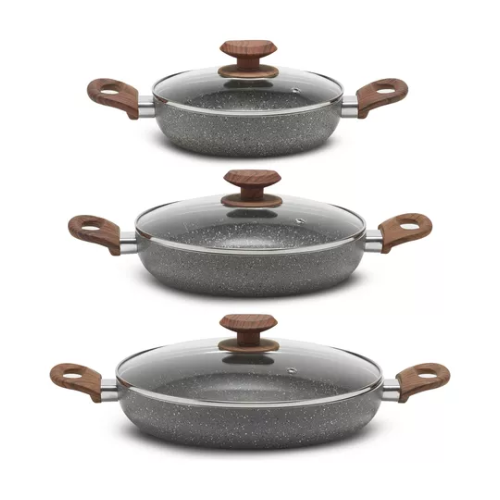 Set of 3 Stone 360° Lamex Rice Cookers 20-24-28 cm