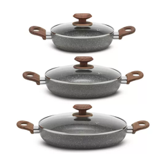 Set of 3 Stone 360° Lamex Rice Cookers 20-24-28 cm