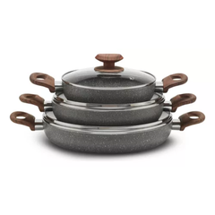 Set of 3 Stone 360° Lamex Rice Cookers 20-24-28 cm
