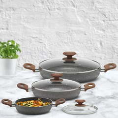 Set of 3 Stone 360° Lamex Rice Cookers 20-24-28 cm