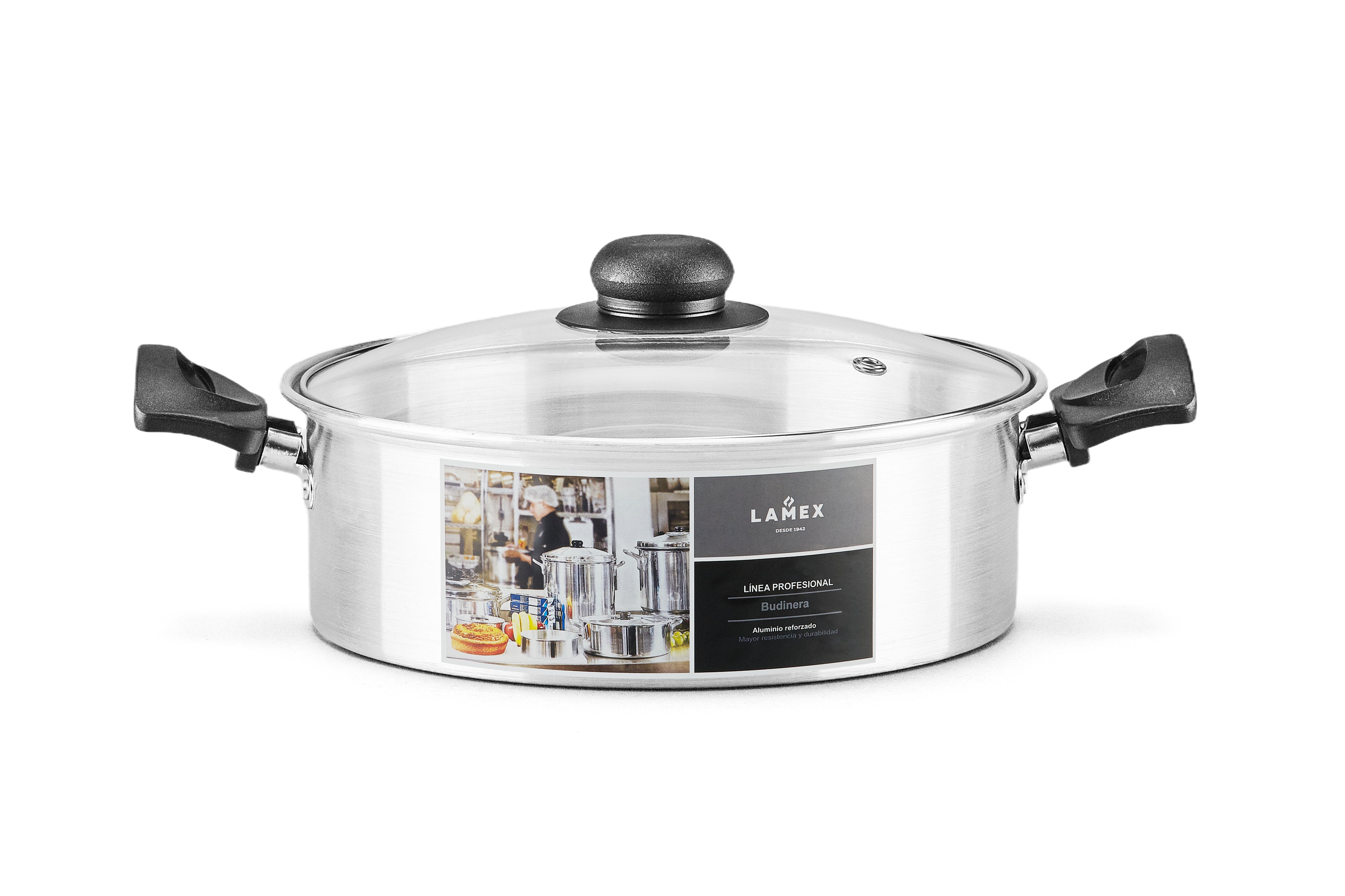 Budinera Lamex De Aluminio 3 Litros Con Tapa De Vidrio