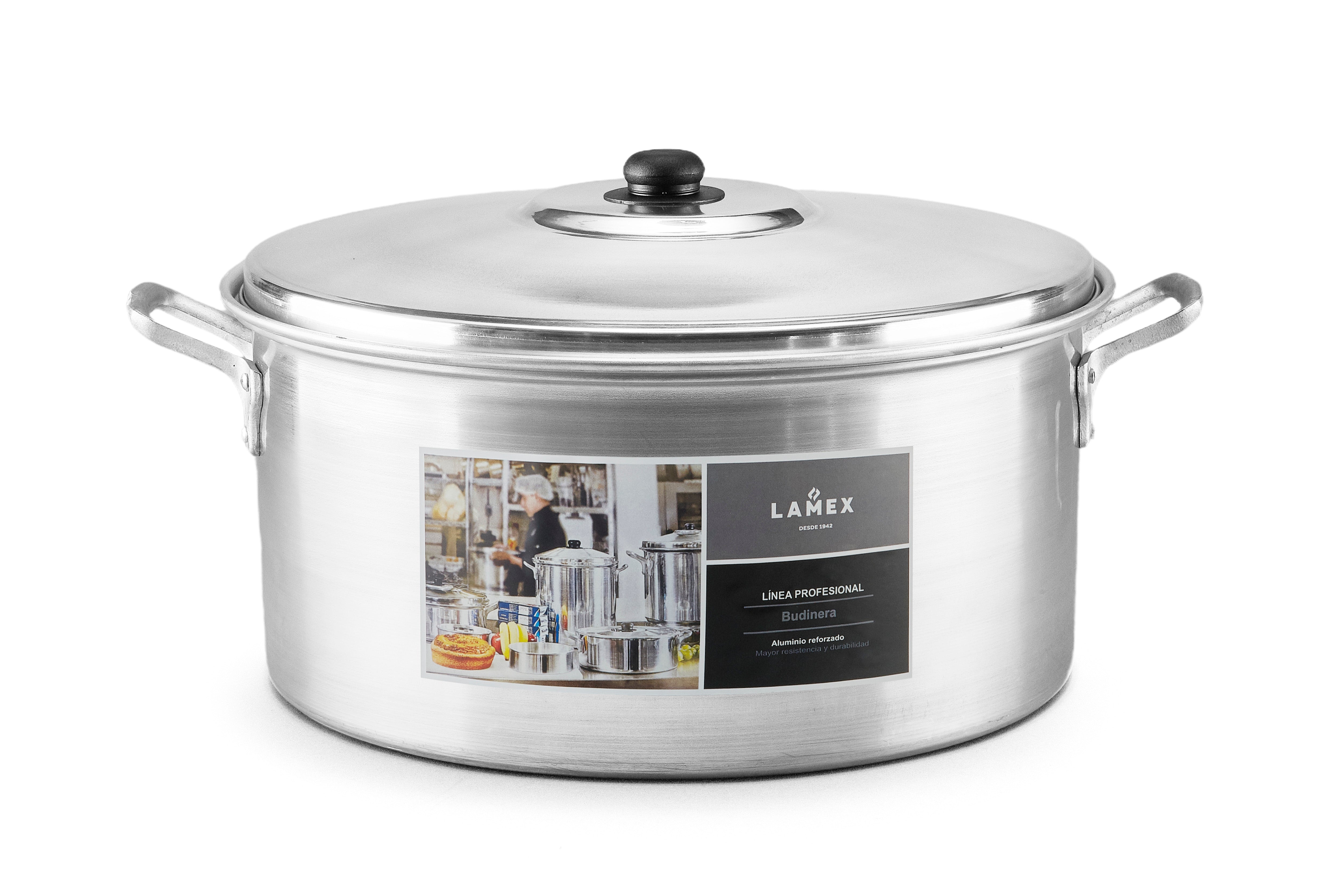 Budinera Lamex De Aluminio 35 Litros Con Tapa De Aluminio