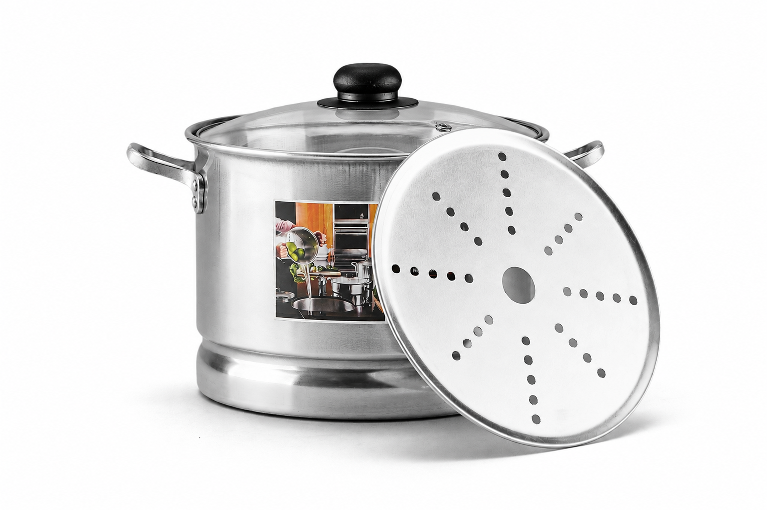 Lamex Aluminum Steamer 30 Liters with Glass Lid