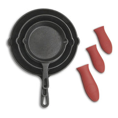 Juego De 3 Sartenes 16-20-26 Cm De Hierro Fundido Negro