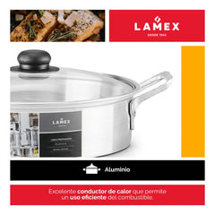 Budinera Lamex De Aluminio 4 Litros Con Tapa De Vidrio