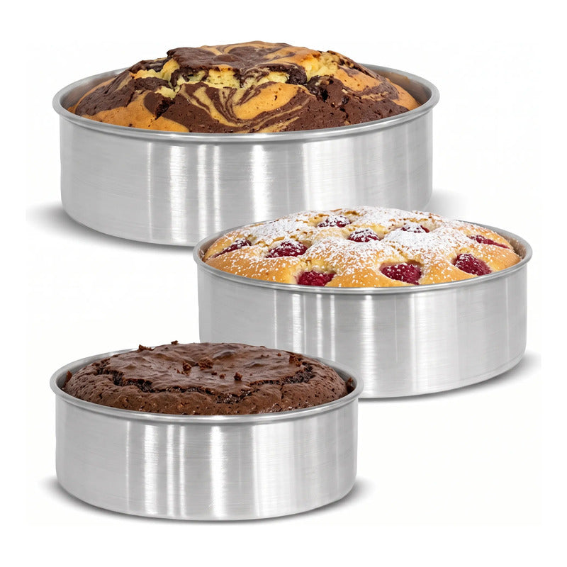 Pack De 3 Moldes Pasteleros IDEAL De Aluminio 22-24-26 Cm