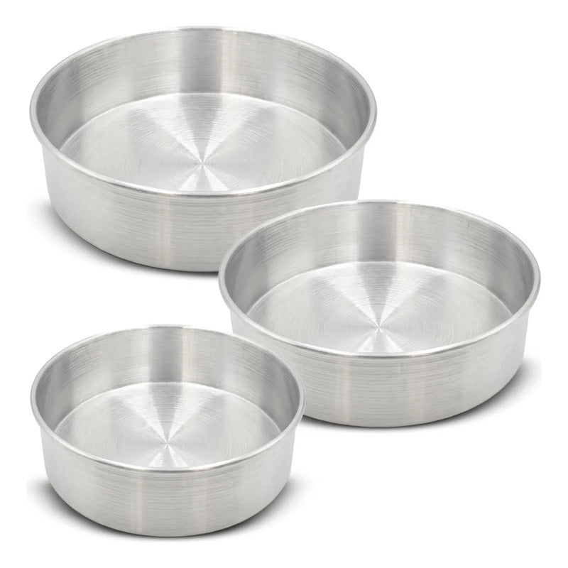Pack De 3 Moldes Pasteleros IDEAL De Aluminio 22-24-26 Cm