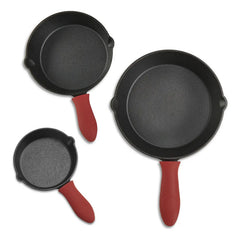 Juego De 3 Sartenes 16-20-26 Cm De Hierro Fundido Negro