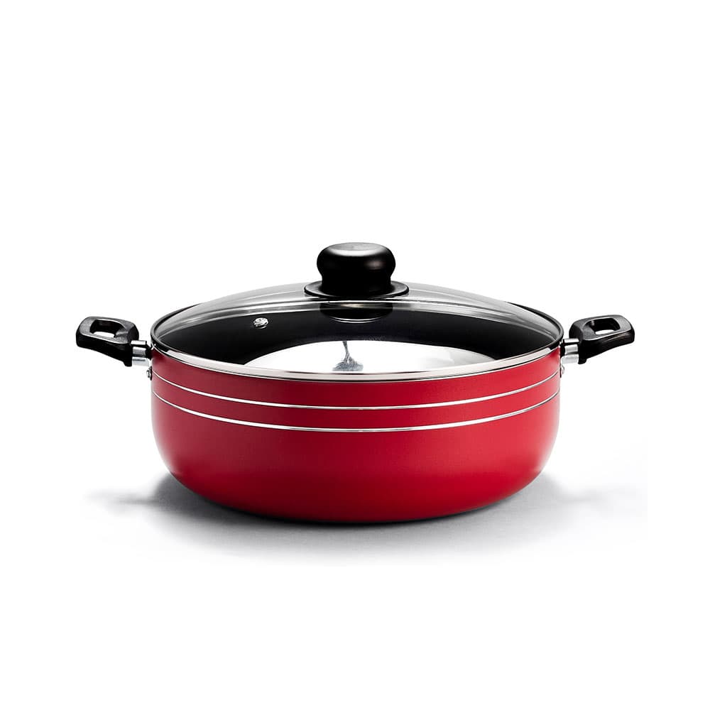 28cm Red Saucepan with Non-Stick Interior