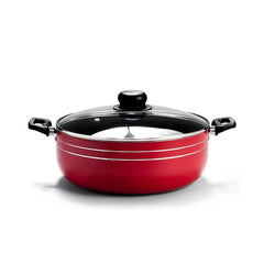 28cm Red Saucepan with Non-Stick Interior