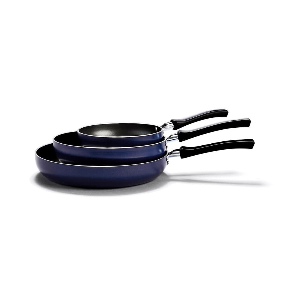 Blue Deep Frying Pan Set 18-24-28 cm with non-stick coating
