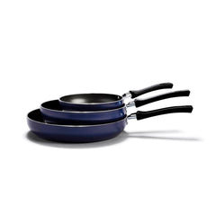 Blue Deep Frying Pan Set 18-24-28 cm with non-stick coating
