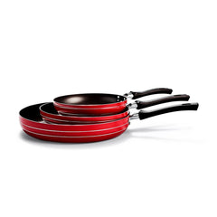 Traditional Red Frying Pan Set 20-24-30 cm with non-stick coating