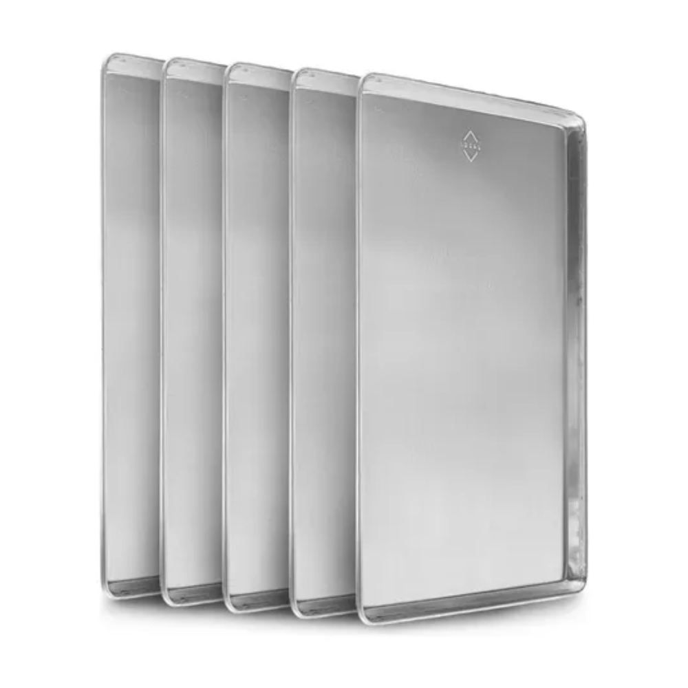 Pack of 5 aluminum baking trays - 35 x 50 cm