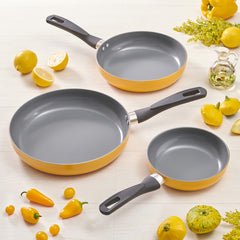 Juego De Sartenes Lamex Cerámica 18-24-28 Cm 3.2 Mm Amarillo