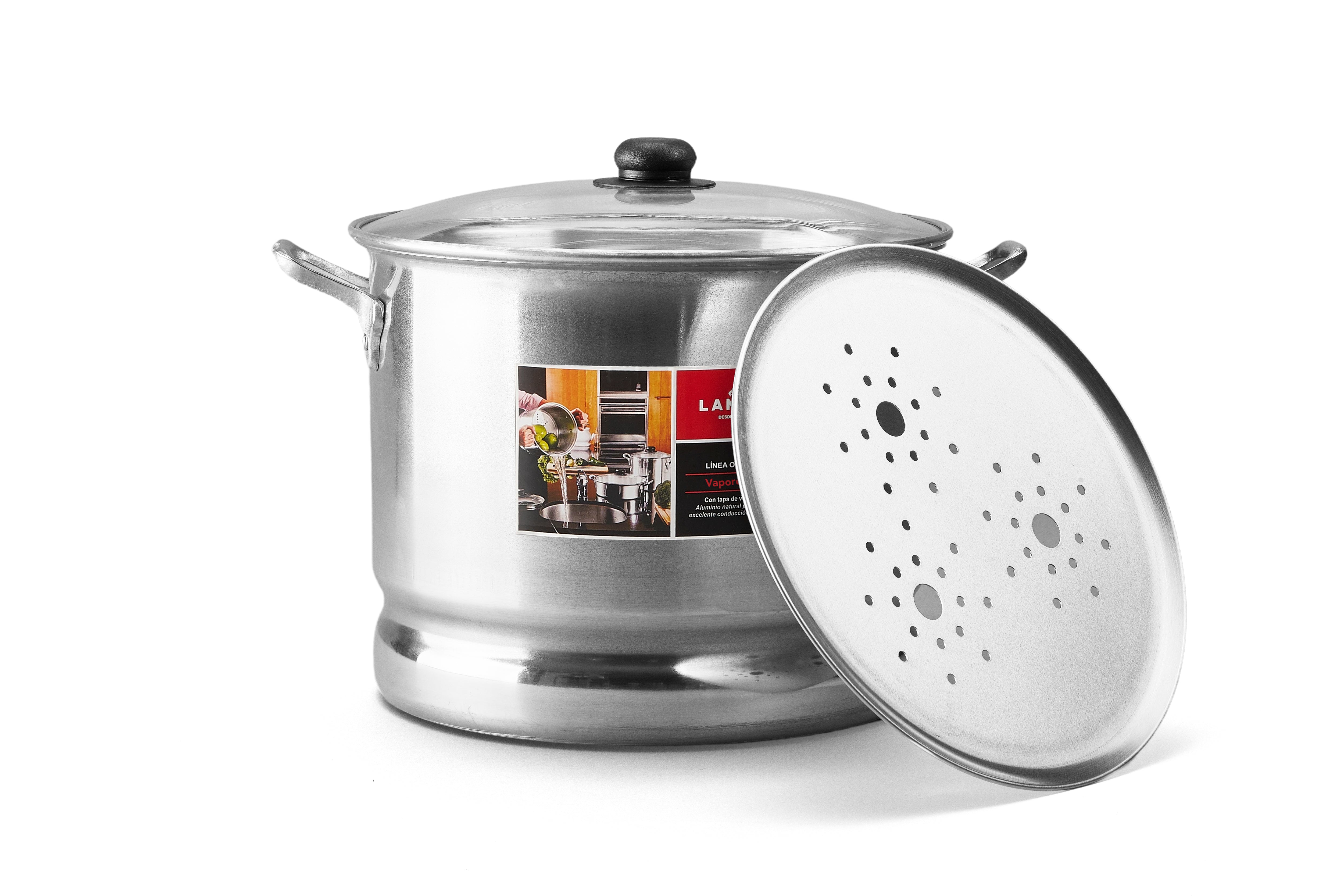 Lamex Aluminum Steamer 30 Liters with Glass Lid