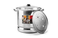 Lamex Aluminum Steamer 30 Liters with Glass Lid