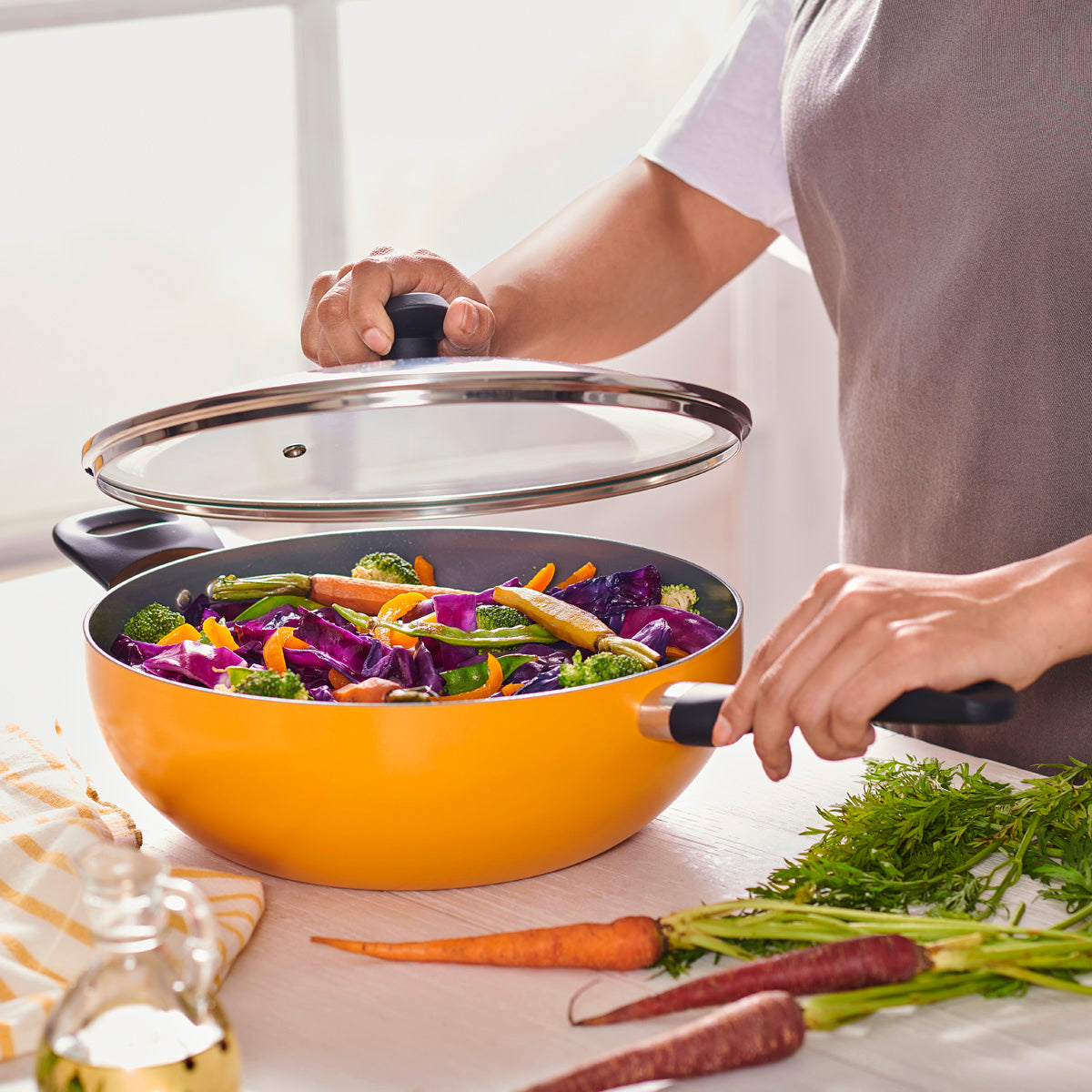 Wok 28 cm Lamex Cerámica 2.5 Mm Amarillo