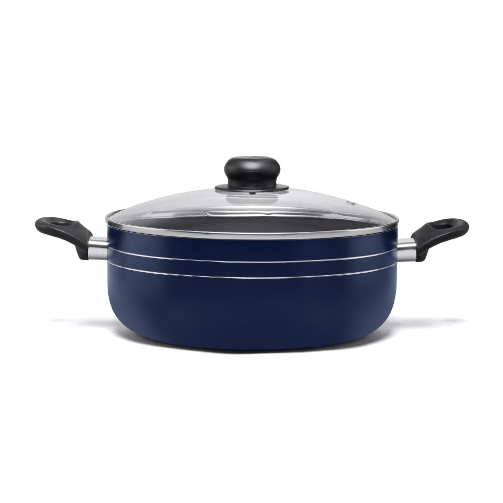 28cm Blue Saucepan with Non-Stick Interior