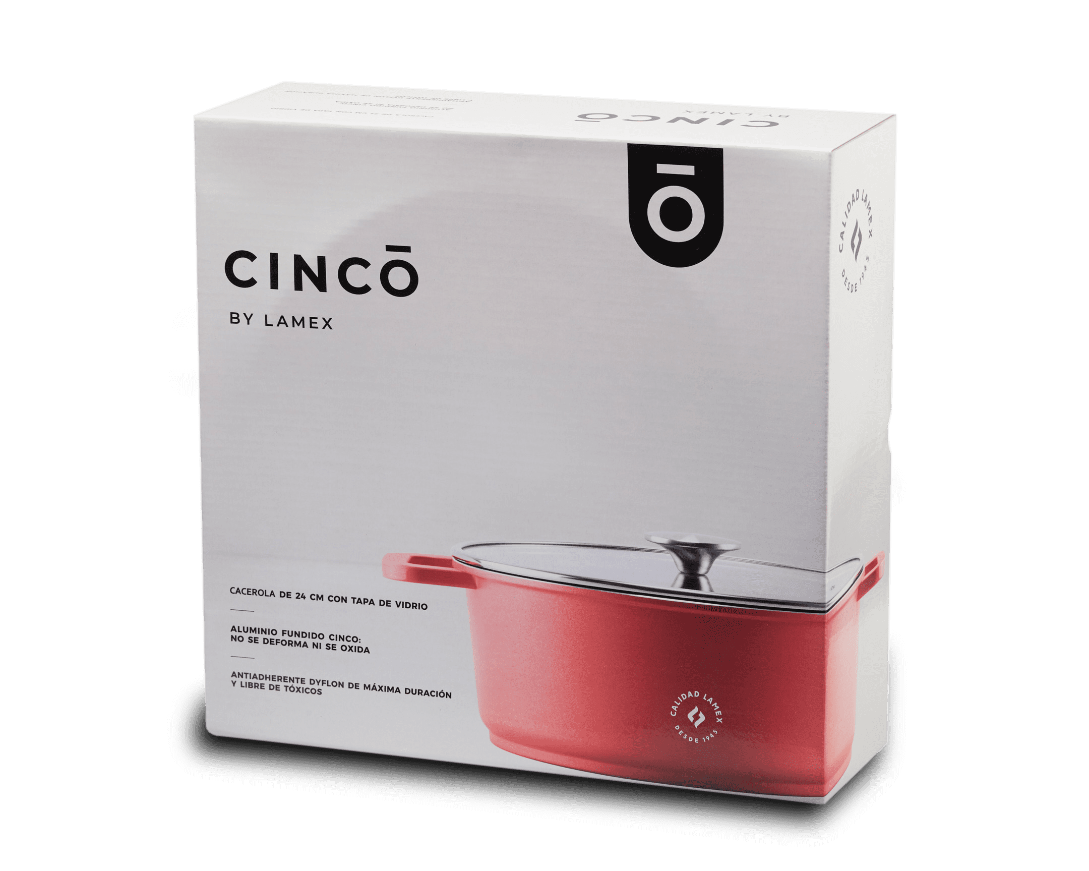 CINCO By Lamex 24 cm Red Cast Aluminum Saucepan