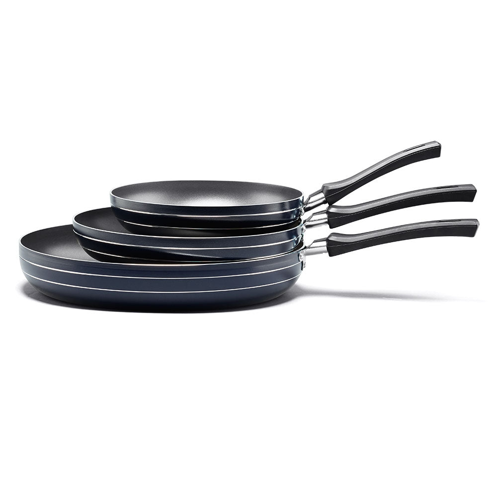 Traditional Blue Frying Pan Set 20-24-30 cm with non-stick coating