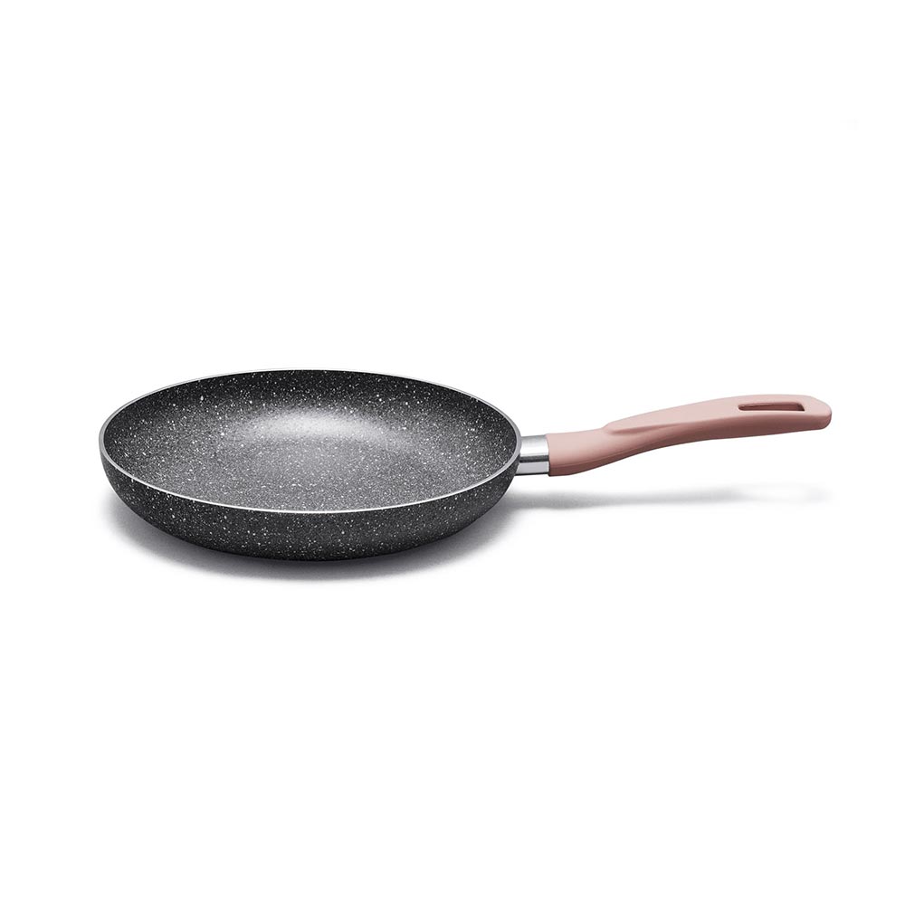 Stone 360° 26cm frying pan with pastel pink handle